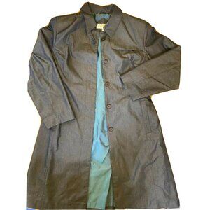 Jones New York Blue Button-Up Trench Coat With Belt Womens M Cotton Blend